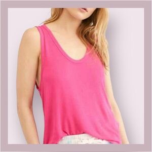 We The Free Take The Plunge Pink Sleeveless Relaxed Tank Top